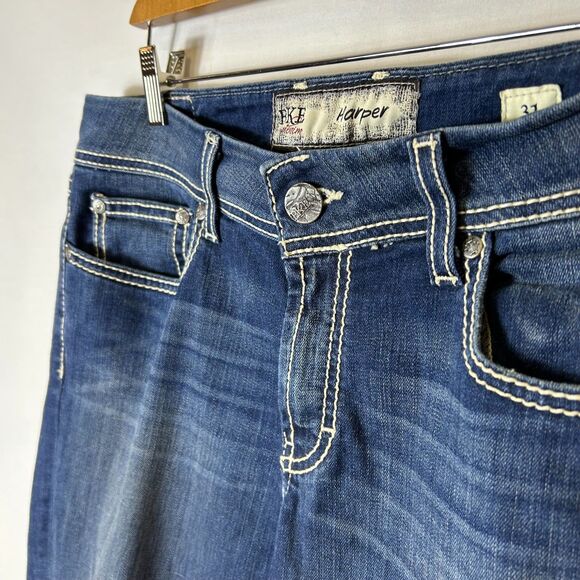 BKE Harper Blue Medium Wash Stretch Mid-Rise Cropped Cuffed Jeans Size 31 (US L) - Picture 4 of 15